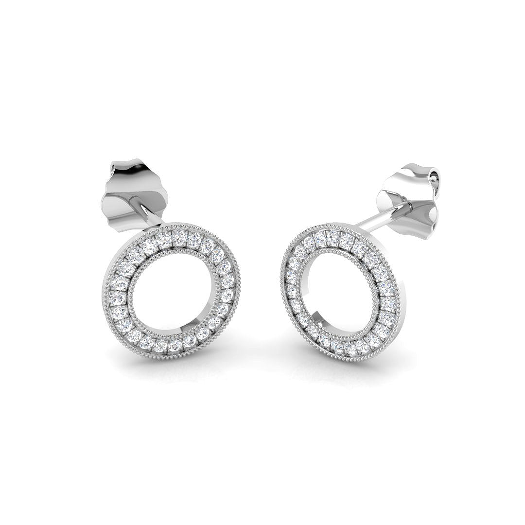 Stunning 0.10 Ct Diamond Circle of Life Stud Earrings in in 10K/14K gold and platinum with certified lab-grown or natural diamonds