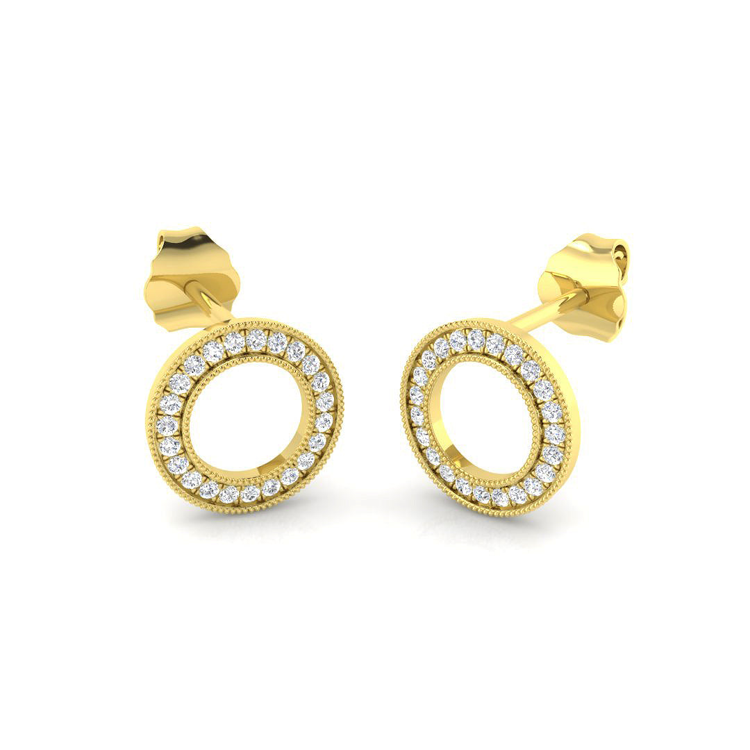 Stunning 0.10 Ct Diamond Circle of Life Stud Earrings in in 10K/14K gold and platinum with certified lab-grown or natural diamonds