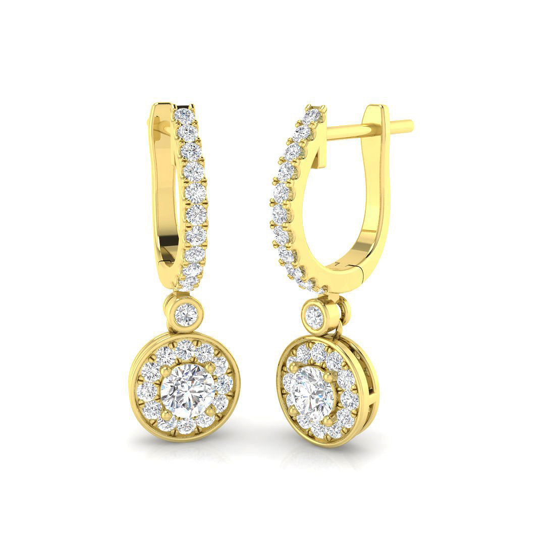 Rusty Gold Diamond Drop & Trilogy Earrings - 1ct Luxury Jewelry in 10K/14K gold and platinum with certified lab-grown or natural diamonds