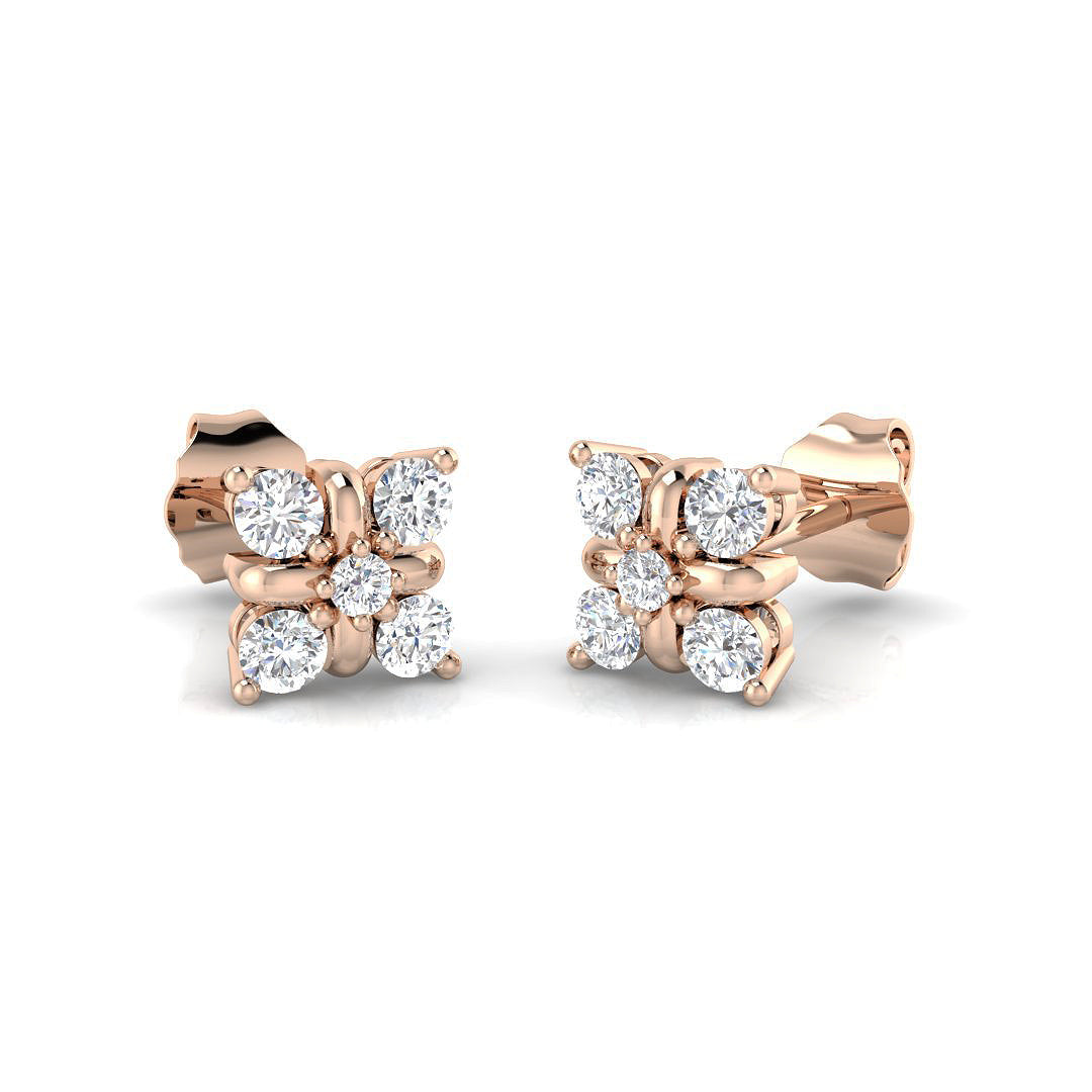 Dainty 0.10Ct Diamond Crescent Moon Stud Earrings in in 10K/14K gold and platinum with certified lab-grown or natural diamonds