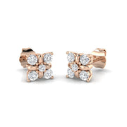 Dainty 0.10Ct Diamond Crescent Moon Stud Earrings in in 10K/14K gold and platinum with certified lab-grown or natural diamonds