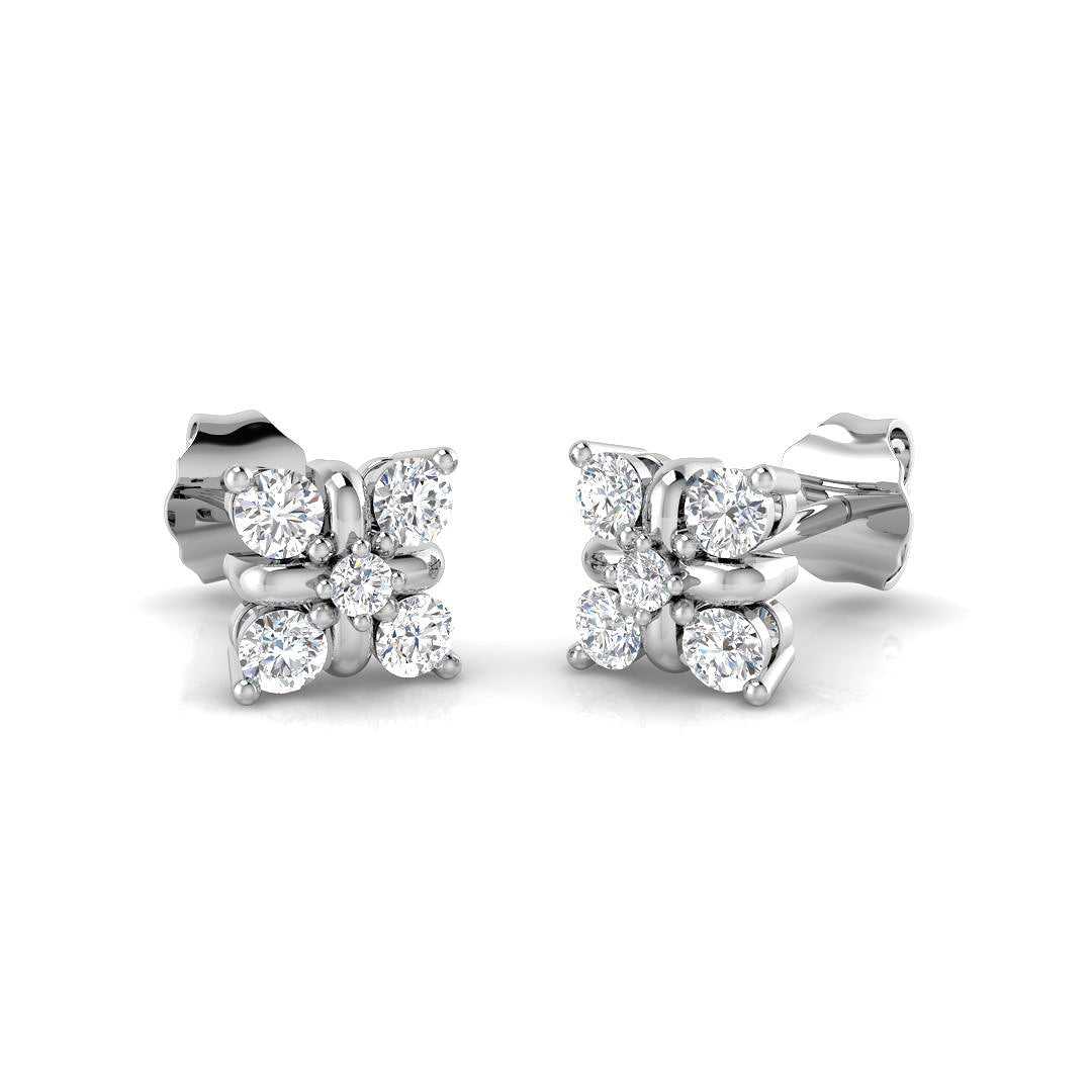 Dainty 0.10Ct Diamond Crescent Moon Stud Earrings in in 10K/14K gold and platinum with certified lab-grown or natural diamonds