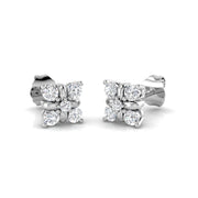 Dainty 0.10Ct Diamond Crescent Moon Stud Earrings in in 10K/14K gold and platinum with certified lab-grown or natural diamonds