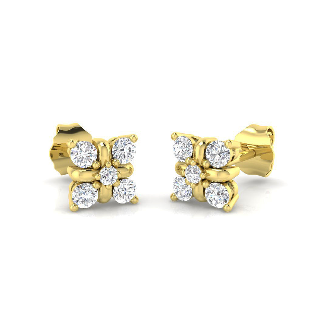 Dainty 0.10Ct Diamond Crescent Moon Stud Earrings in in 10K/14K gold and platinum with certified lab-grown or natural diamonds