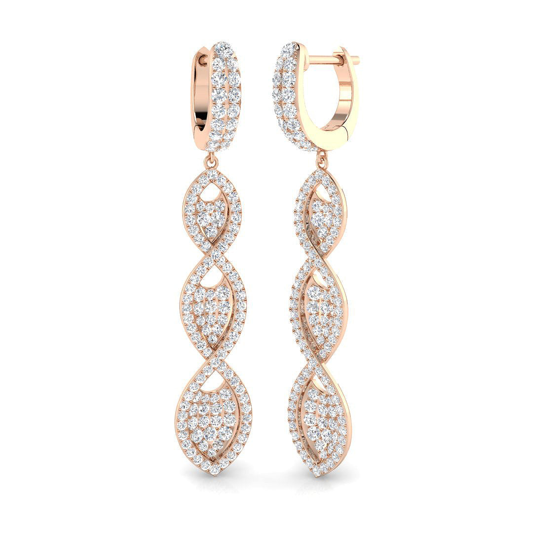 Salsy 1.5ct Gold Diamond Drop & Trilogy Earrings - Luxury Jewelry in 10K/14K gold and platinum with certified lab-grown or natural diamonds