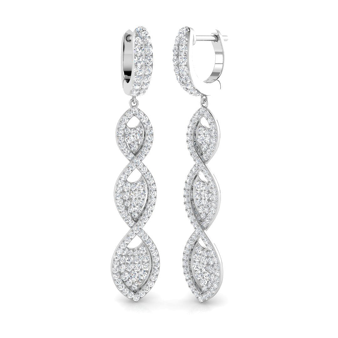 Salsy 1.5ct Gold Diamond Drop & Trilogy Earrings - Luxury Jewelry in 10K/14K gold and platinum with certified lab-grown or natural diamonds