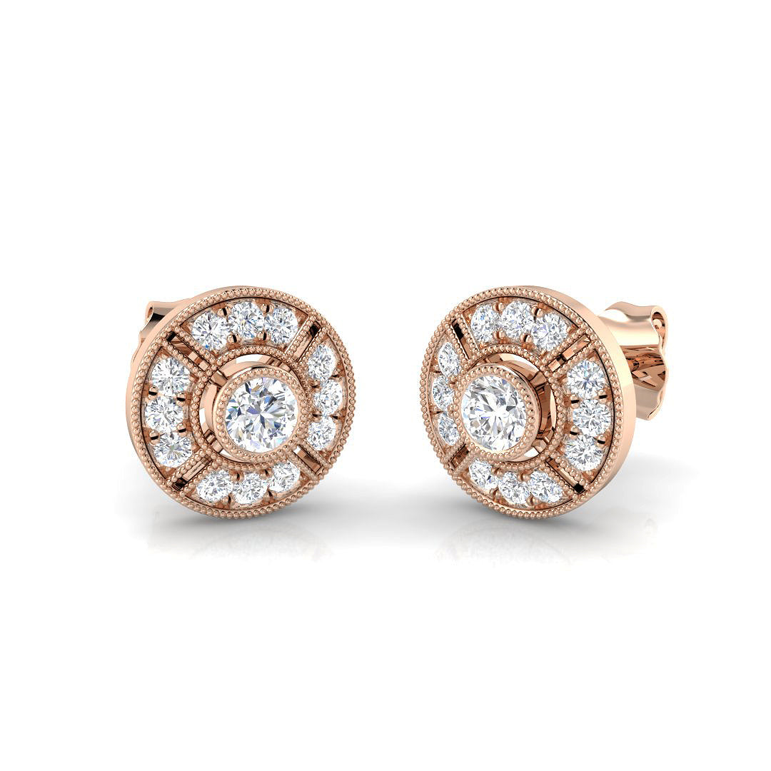 0.50 Ct Vintage Art Deco Diamond Stud Earrings in in 10K/14K gold and platinum with certified lab-grown or natural diamonds