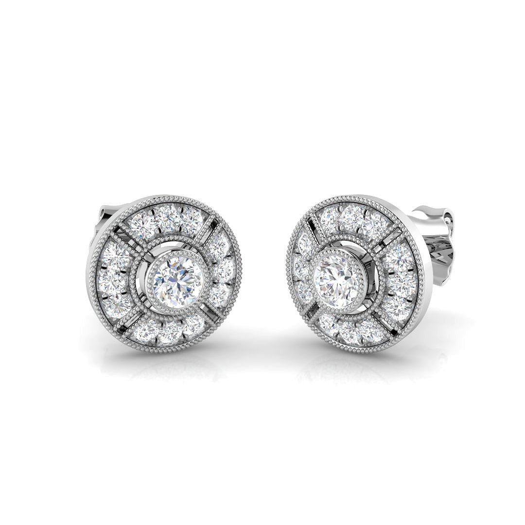0.50 Ct Vintage Art Deco Diamond Stud Earrings in in 10K/14K gold and platinum with certified lab-grown or natural diamonds