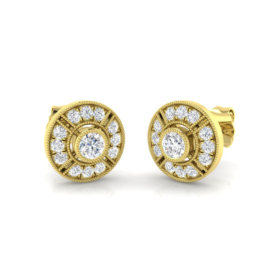 0.50 Ct Vintage Art Deco Diamond Stud Earrings in in 10K/14K gold and platinum with certified lab-grown or natural diamonds