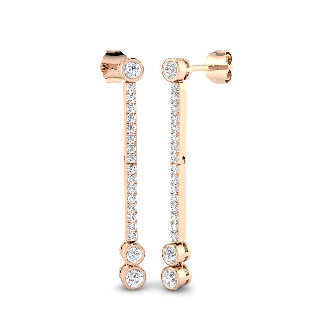 Elegant Saucy Gold Drop & Trilogy Diamond Earrings - 0.5ct Luxury in 10K/14K gold and platinum with certified lab-grown or natural diamonds