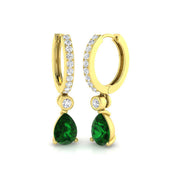 Luxury 1.5 Ct Emerald Diamond Hoop Earrings in 10K/14K gold and platinum with certified lab-grown or natural diamonds
