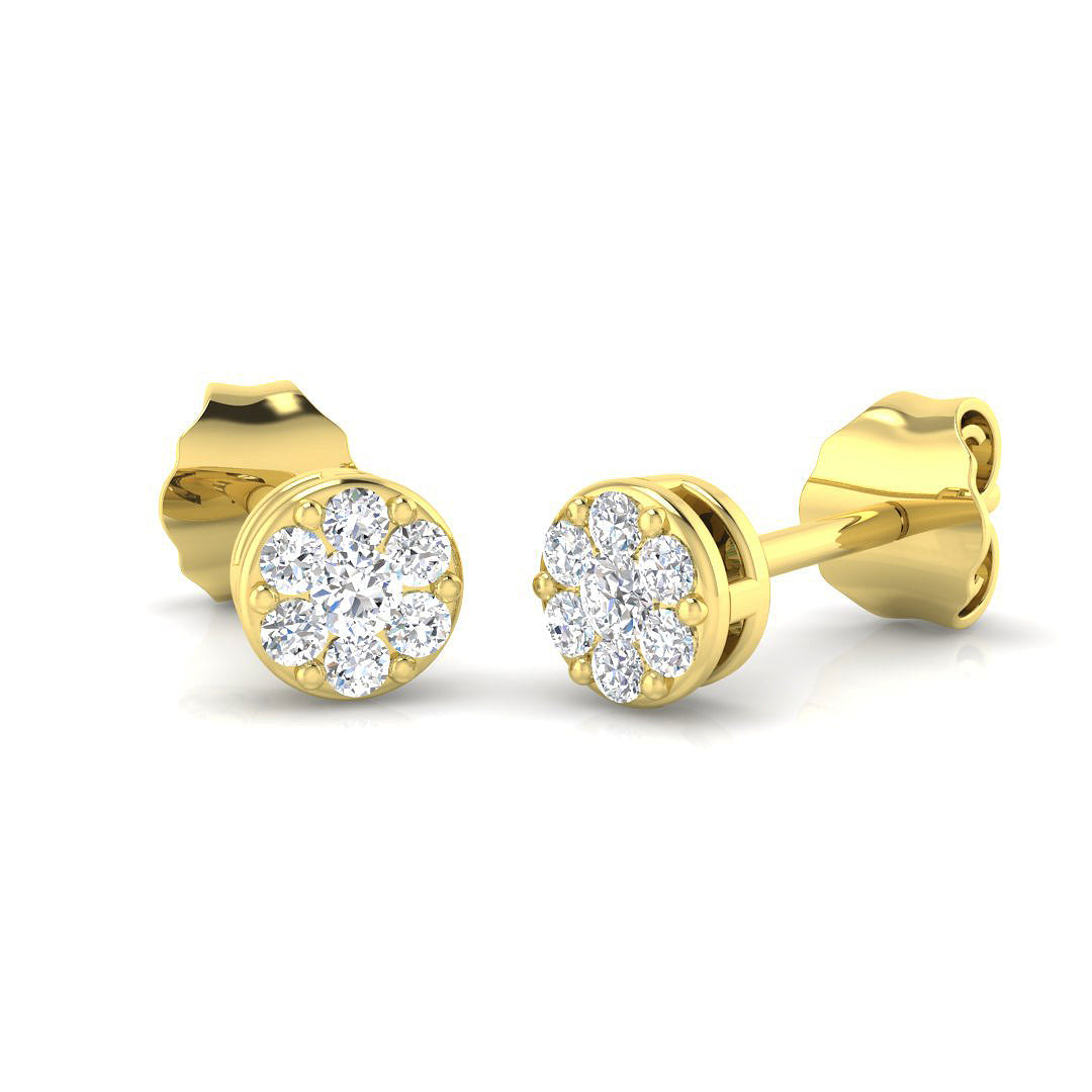 Halo Cluster Stud Earrings in 10K/14K gold and platinum with certified lab-grown or natural diamonds
