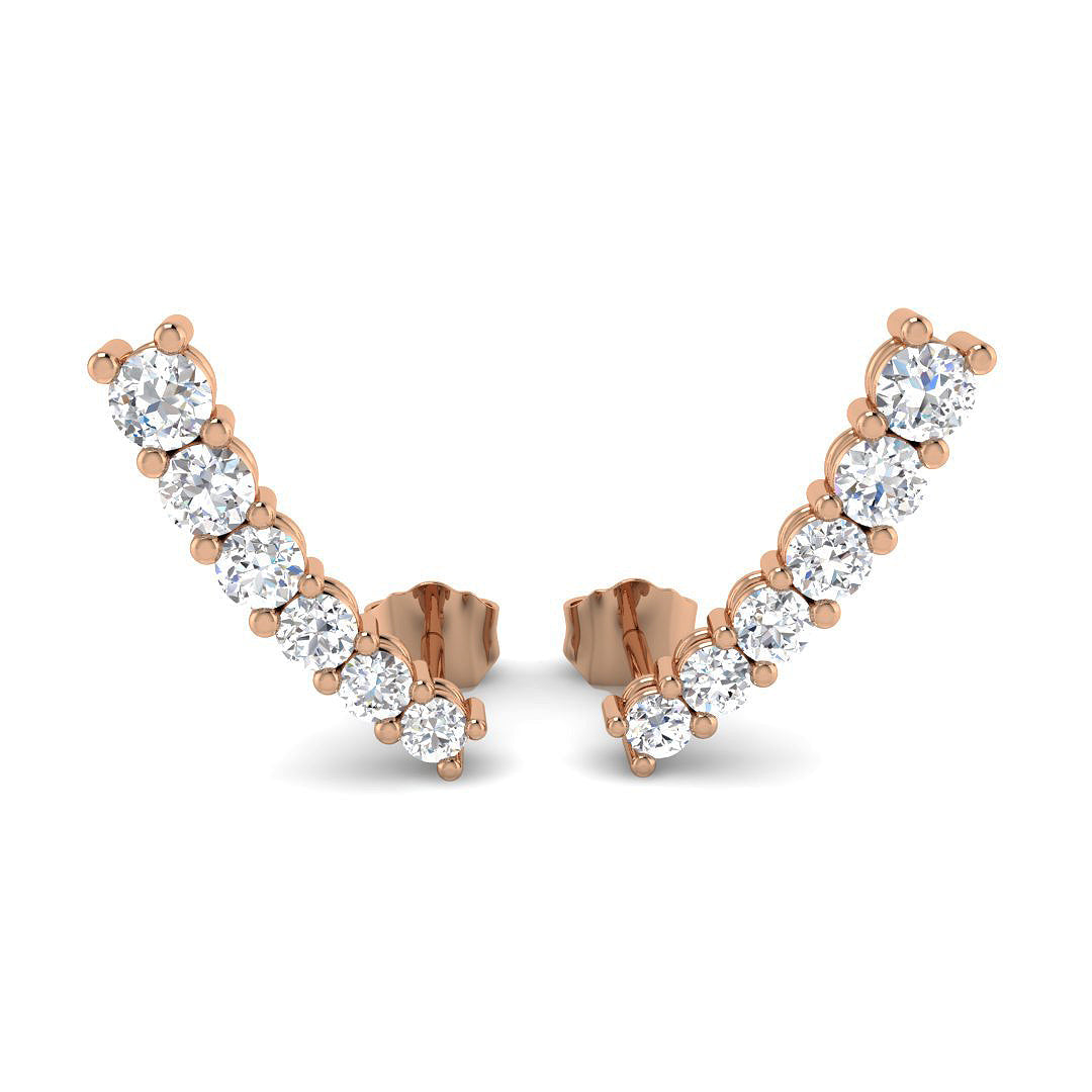 1ct Gold Diamond Crawlers - Elegant Luxury Earrings in 10K/14K gold and platinum with certified lab-grown or natural diamonds
