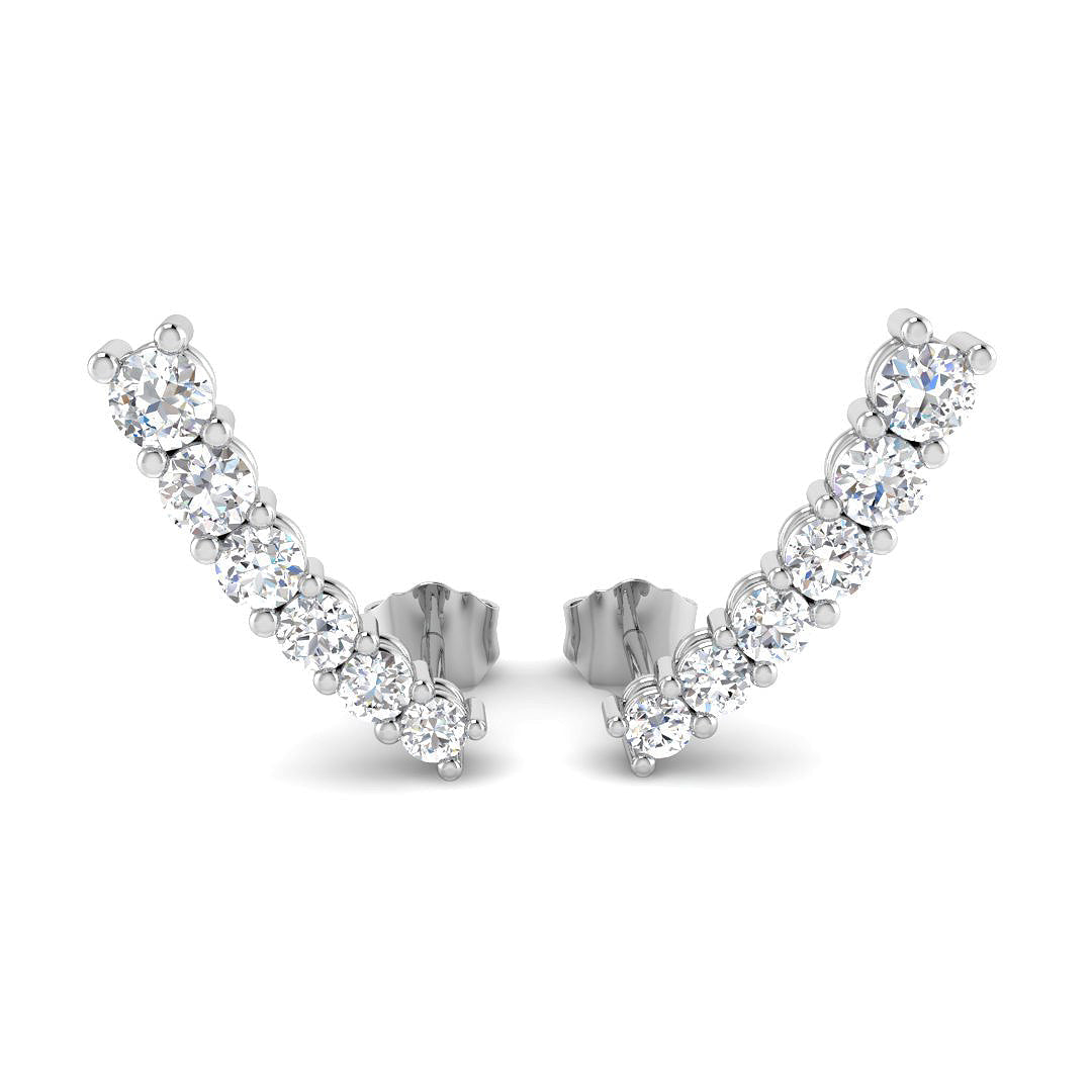 1ct Gold Diamond Crawlers - Elegant Luxury Earrings in 10K/14K gold and platinum with certified lab-grown or natural diamonds