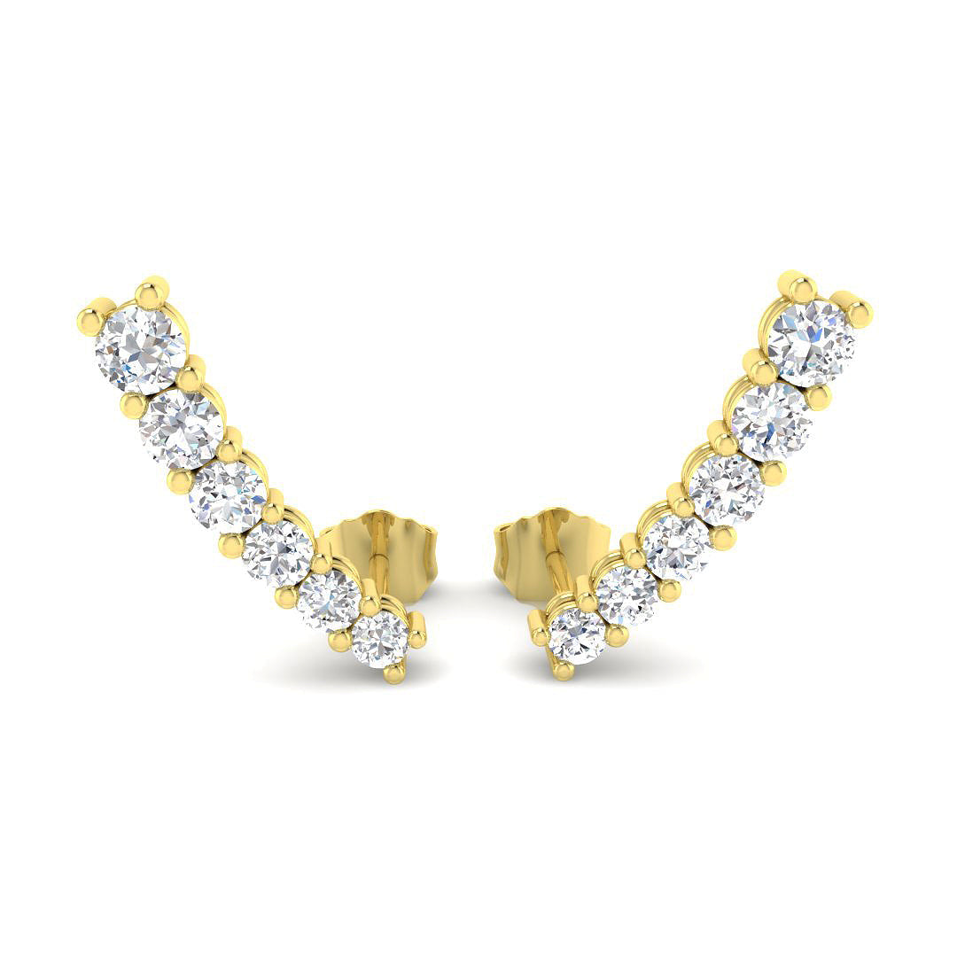 1ct Gold Diamond Crawlers - Elegant Luxury Earrings in 10K/14K gold and platinum with certified lab-grown or natural diamonds