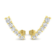 1ct Gold Diamond Crawlers - Elegant Luxury Earrings in 10K/14K gold and platinum with certified lab-grown or natural diamonds