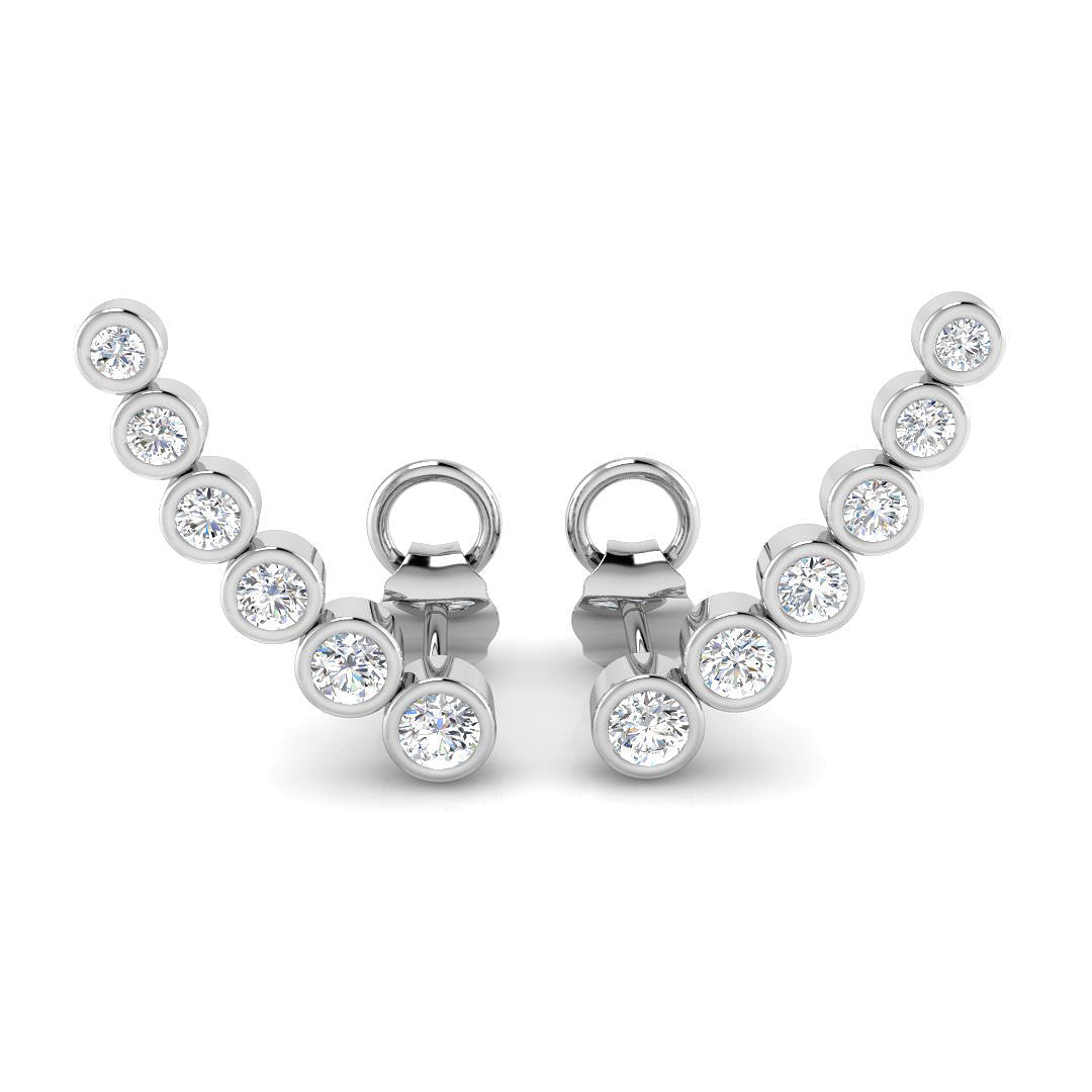 0.50 Ct Bezel Set crawler Earrings for Women in 10K/14K gold and platinum with certified lab-grown or natural diamonds