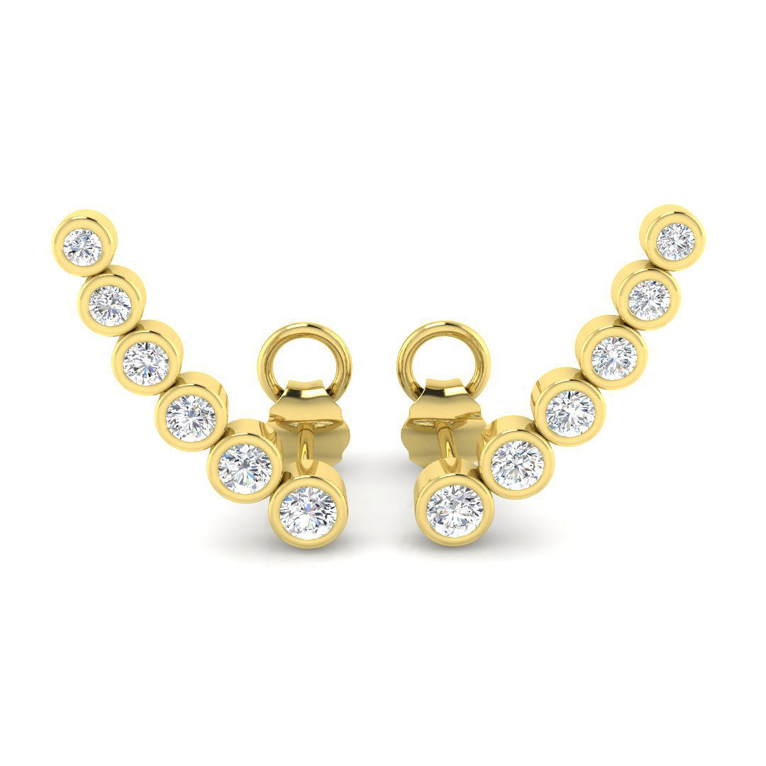 0.50 Ct Bezel Set crawler Earrings for Women in 10K/14K gold and platinum with certified lab-grown or natural diamonds