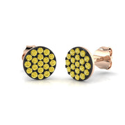 Bold Yellow Diamond Cluster Stud Earrings - 0.33ct Two-Tone Design in 10K/14K gold and platinum with certified lab-grown or natural diamonds