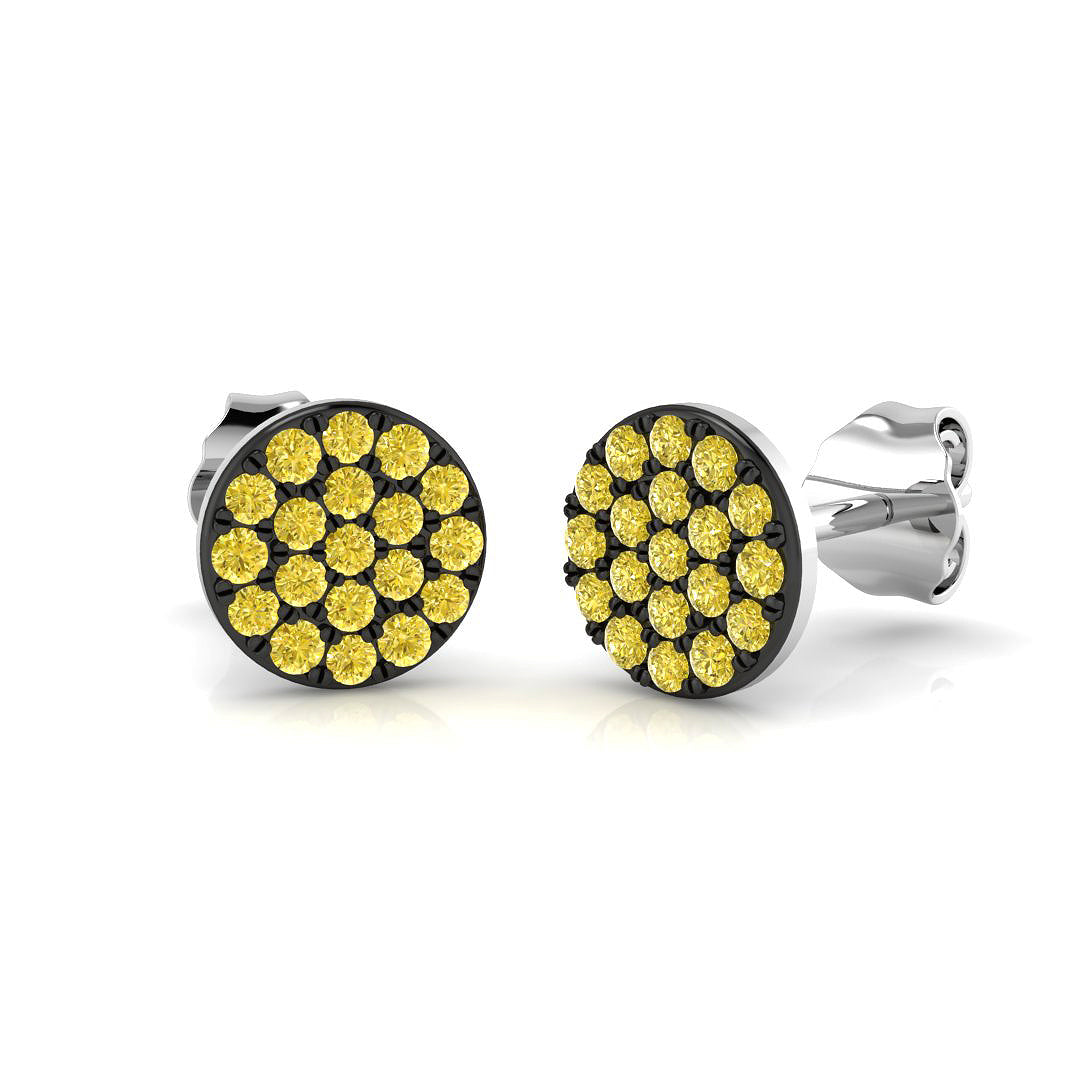 Bold Yellow Diamond Cluster Stud Earrings - 0.33ct Two-Tone Design in 10K/14K gold and platinum with certified lab-grown or natural diamonds