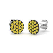 Bold Yellow Diamond Cluster Stud Earrings - 0.33ct Two-Tone Design in 10K/14K gold and platinum with certified lab-grown or natural diamonds