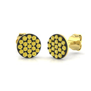 Bold Yellow Diamond Cluster Stud Earrings - 0.33ct Two-Tone Design in 10K/14K gold and platinum with certified lab-grown or natural diamonds