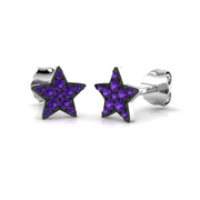 Stud Earrings with Purple Gemstone Star Shape Cluster in 10K/14K gold and platinum with certified lab-grown or natural diamonds
