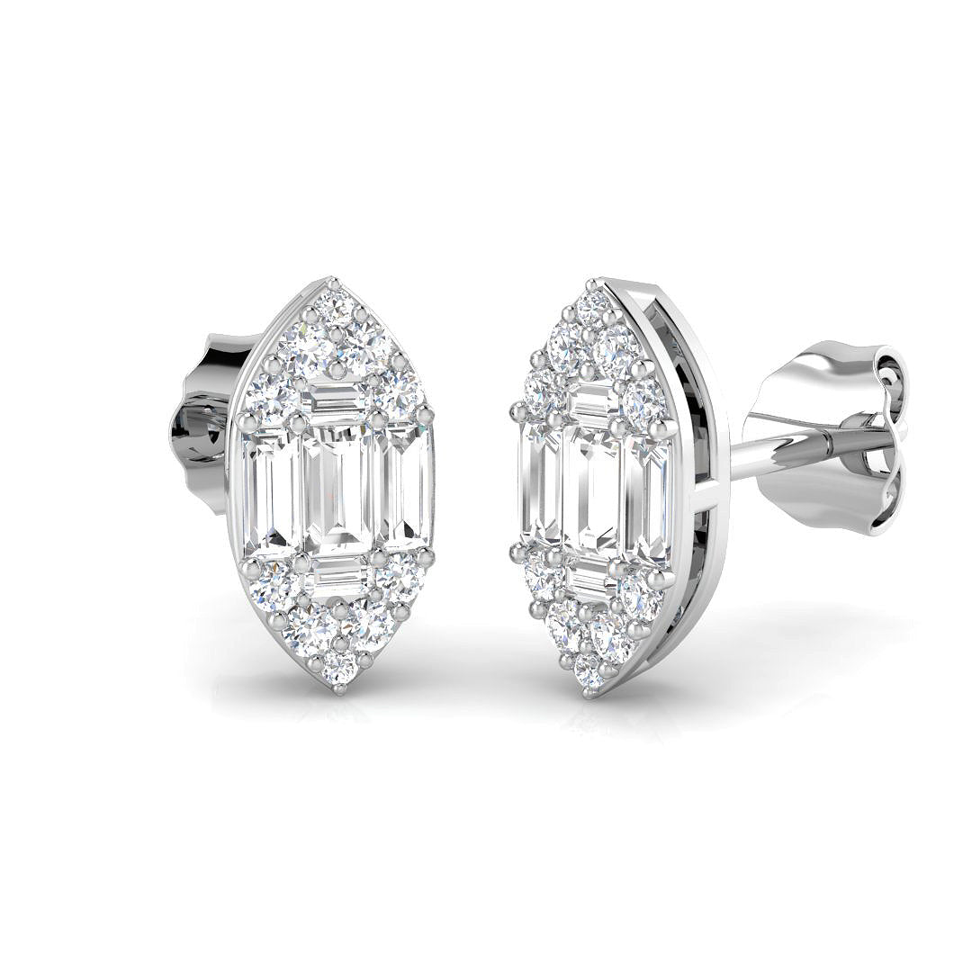 Stud Earrings with Marquise Cluster Diamonds - 0.33ct in 10K/14K gold and platinum with certified lab-grown or natural diamonds