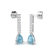 Pear Cut Aquamarine Diamond Bar Drop Earrings in 10K/14K gold and platinum with certified lab-grown or natural diamonds