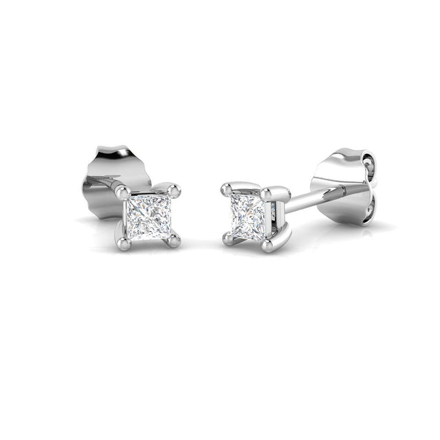 Diamond Earrings Stud - Lab Grown Princess Cut 0.20ct | 10K & 14K Gold, Platinum