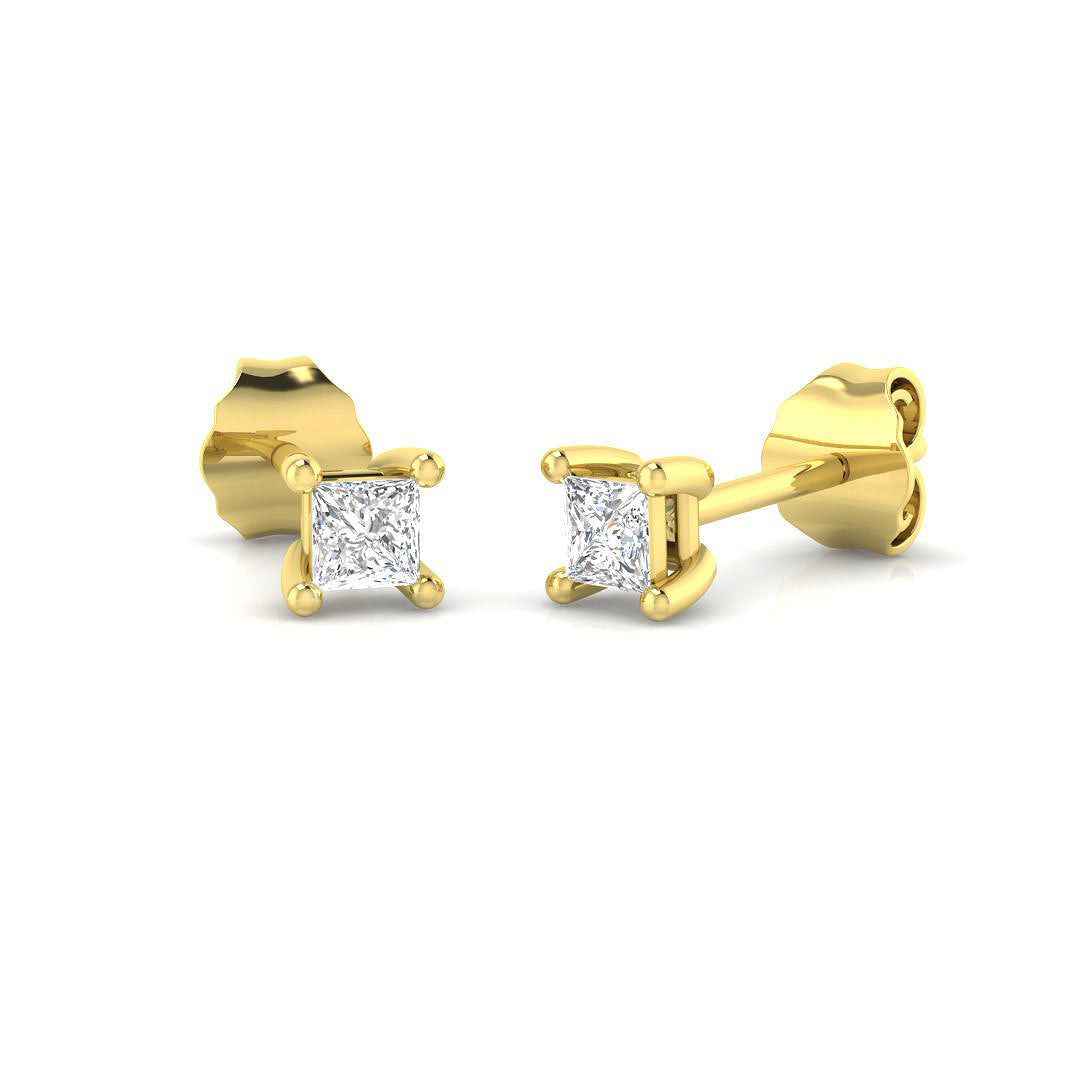 Stud - Lab Grown Princess Cut Diamond Earrings 0.20ct in 10K/14K gold and platinum with certified lab-grown or natural diamonds