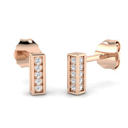Minimalist 0.10 Ct Diamond Bar Stud Earrings in in 10K/14K gold and platinum with certified lab-grown or natural diamonds