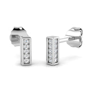 Minimalist 0.10 Ct Diamond Bar Stud Earrings in in 10K/14K gold and platinum with certified lab-grown or natural diamonds