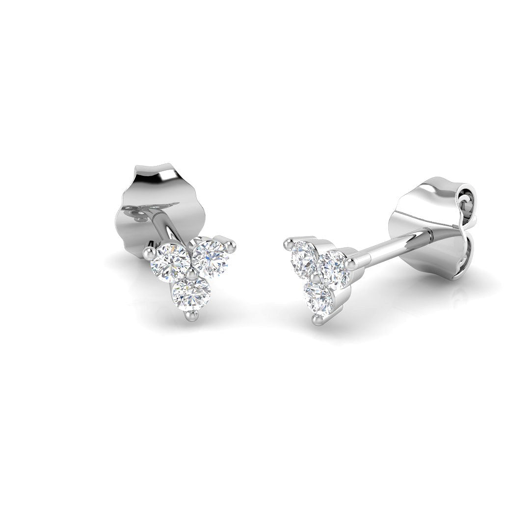Trimy Gold Drop & Trilogy Diamond Earrings - Luxurious Sparkle in 10K/14K gold and platinum with certified lab-grown or natural diamonds