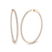 Elegant 3 Ct Round Diamond Hoop Earrings in 10K/14K gold and platinum with certified lab-grown or natural diamonds