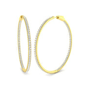 Elegant 3 Ct Round Diamond Hoop Earrings in 10K/14K gold and platinum with certified lab-grown or natural diamonds