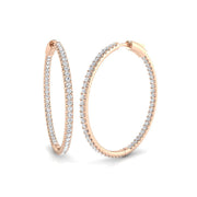 Elegant 2 Ct Round Diamond Hoop Earrings in 10K/14K gold and platinum with certified lab-grown or natural diamonds
