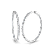 Elegant 2 Ct Round Diamond Hoop Earrings in 10K/14K gold and platinum with certified lab-grown or natural diamonds