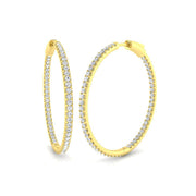 Elegant 2 Ct Round Diamond Hoop Earrings in 10K/14K gold and platinum with certified lab-grown or natural diamonds