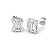 Stud Earrings with Rectangular Baguette Cluster - 1ct Solid in 10K/14K gold and platinum with certified lab-grown or natural diamonds
