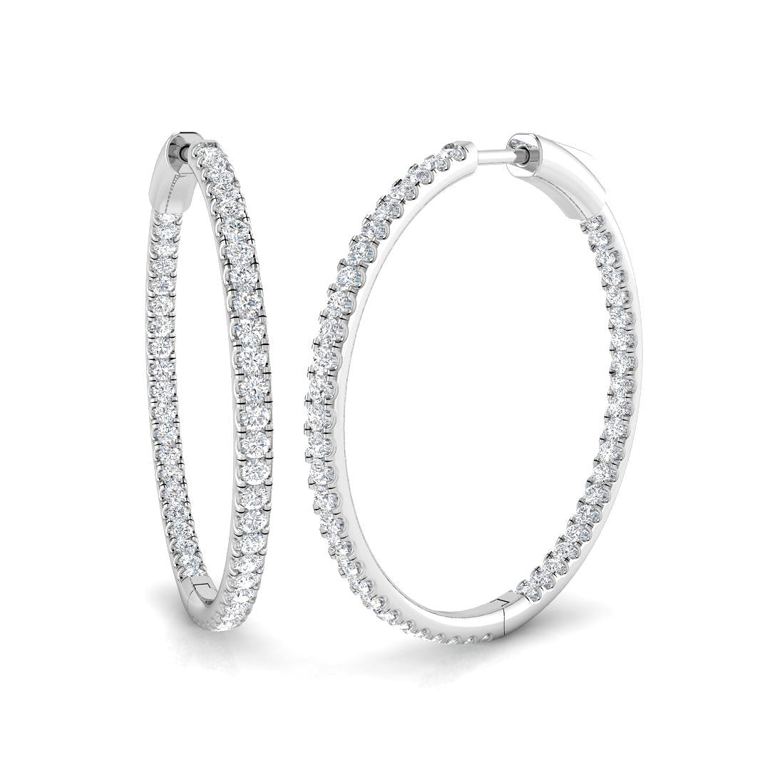 Elegant 1.5 Ct Round Diamond Hoop Earrings in 10K/14K gold and platinum with certified lab-grown or natural diamonds