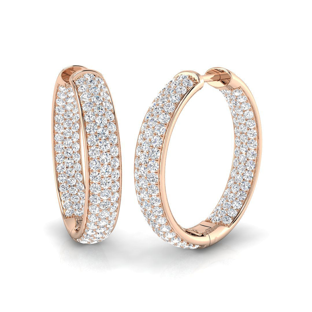 Elegant 2.5 Ct Round Diamond Hoop Earrings in 10K/14K gold and platinum with certified lab-grown or natural diamonds