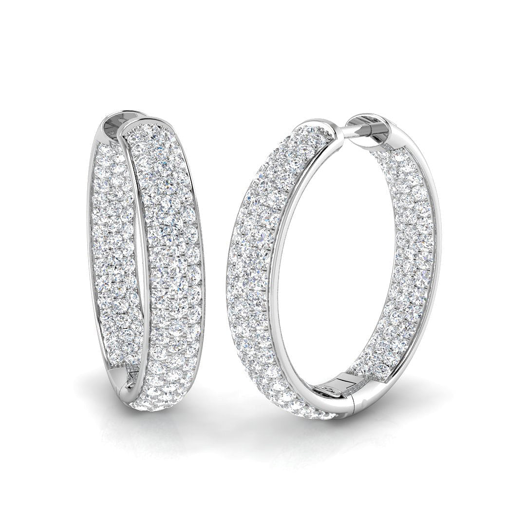 Elegant 2.5 Ct Round Diamond Hoop Earrings in 10K/14K gold and platinum with certified lab-grown or natural diamonds