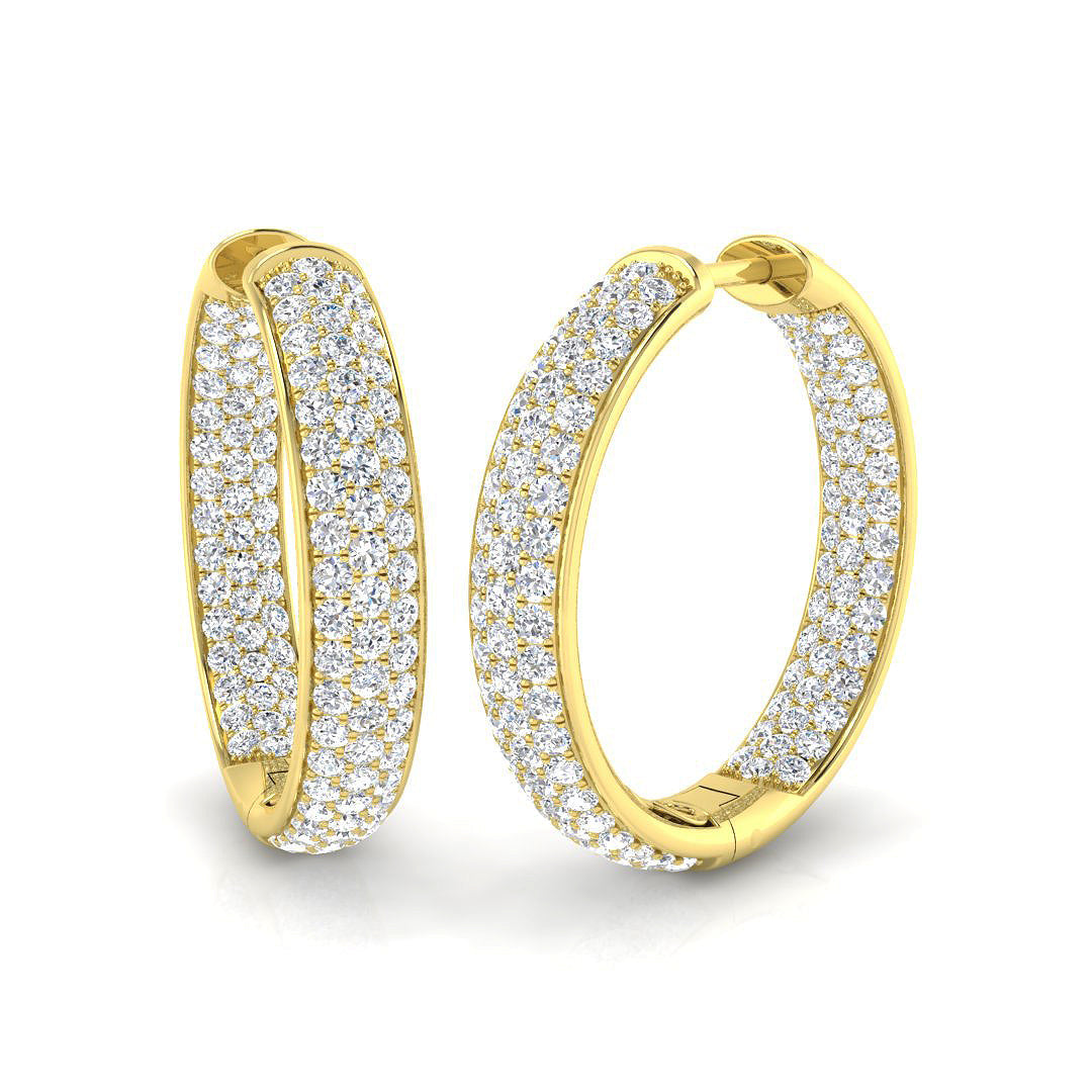 Elegant 2.5 Ct Round Diamond Hoop Earrings in 10K/14K gold and platinum with certified lab-grown or natural diamonds