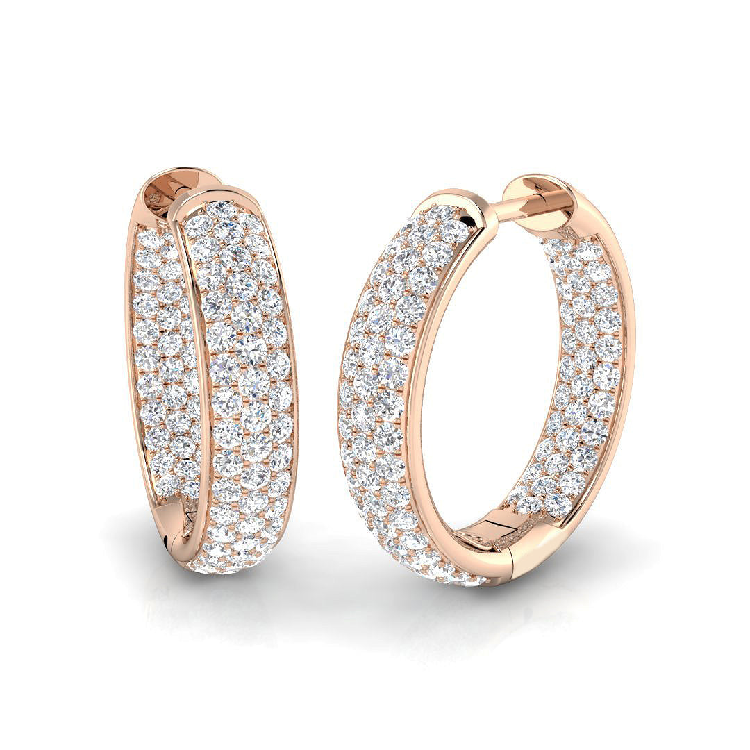 1.5 Ct Round Diamond Hoop Earrings in 10K/14K gold and platinum with certified lab-grown or natural diamonds