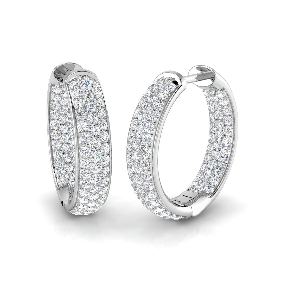 1.5 Ct Round Diamond Hoop Earrings in 10K/14K gold and platinum with certified lab-grown or natural diamonds