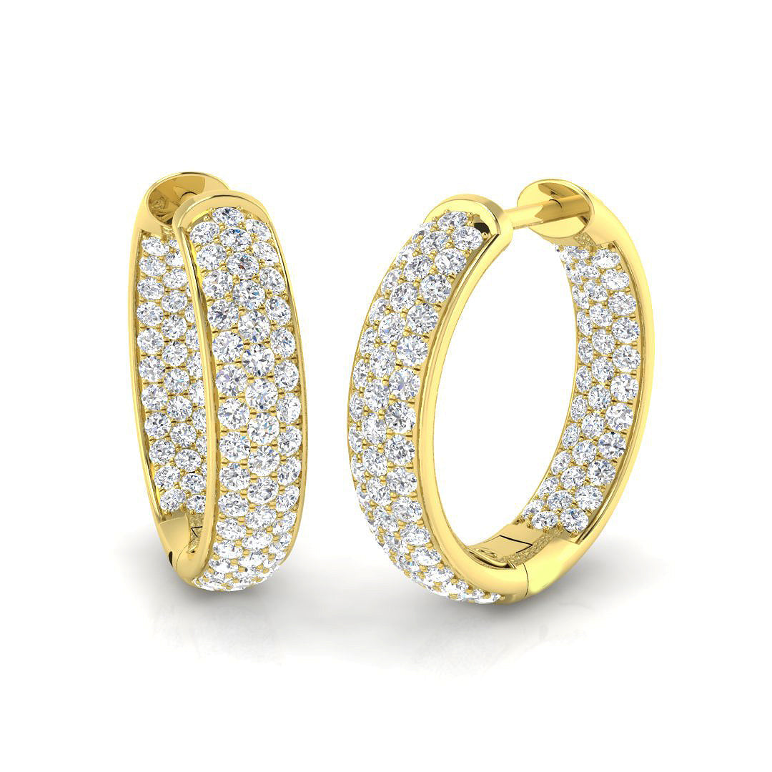 1.5 Ct Round Diamond Hoop Earrings in 10K/14K gold and platinum with certified lab-grown or natural diamonds