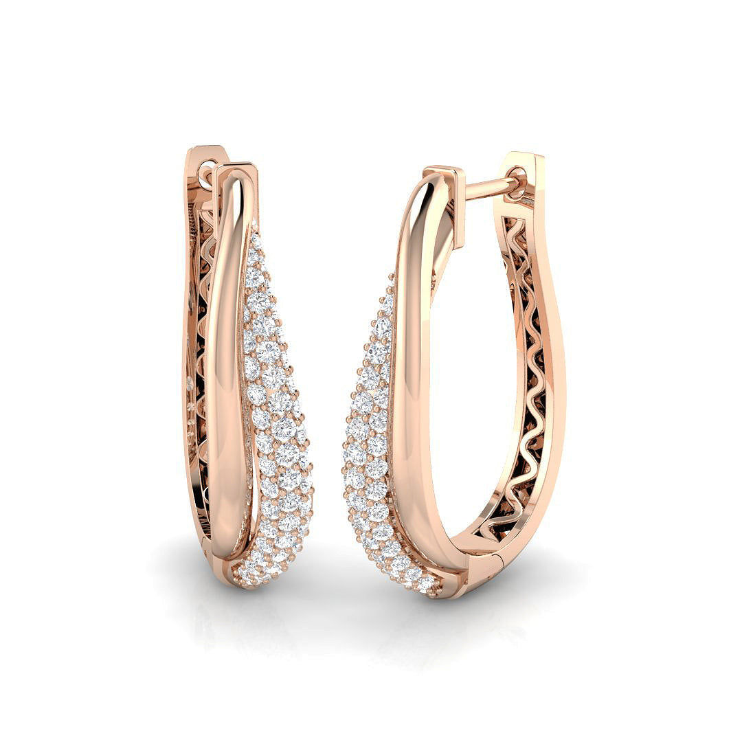 Elegant 1 Ct Round Diamond Hoop Earrings in 10K/14K gold and platinum with certified lab-grown or natural diamonds