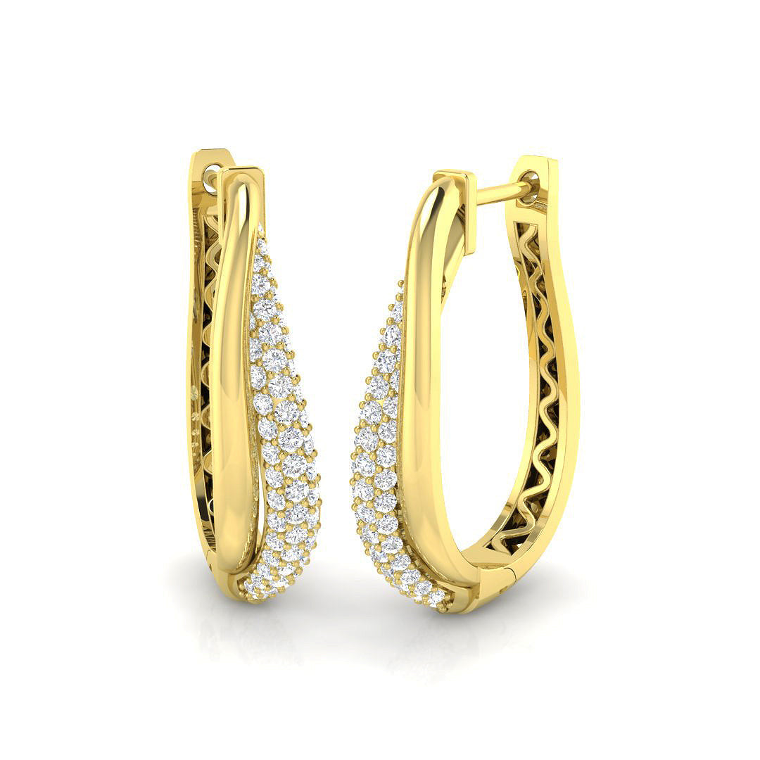 Elegant 1 Ct Round Diamond Hoop Earrings in 10K/14K gold and platinum with certified lab-grown or natural diamonds