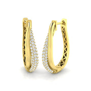 Elegant 1 Ct Round Diamond Hoop Earrings in 10K/14K gold and platinum with certified lab-grown or natural diamonds